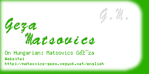 geza matsovics business card